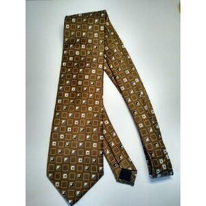 Romario Manzini Brown, White, and Black Geometric Necktie Woven Tie